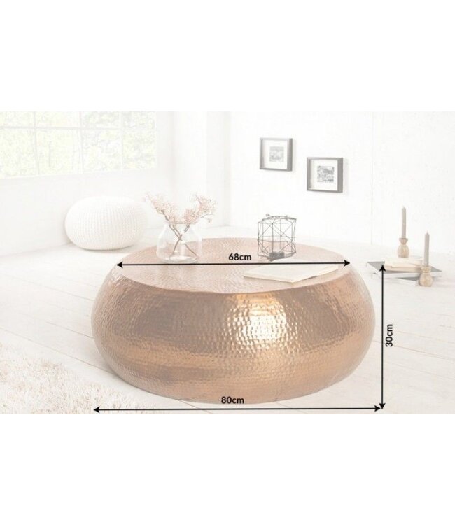 Invicta Interior Ronde salontafel ORIENT 80cm koper metaal aluminium gehamerd ontwerp handgemaakt - 38395
