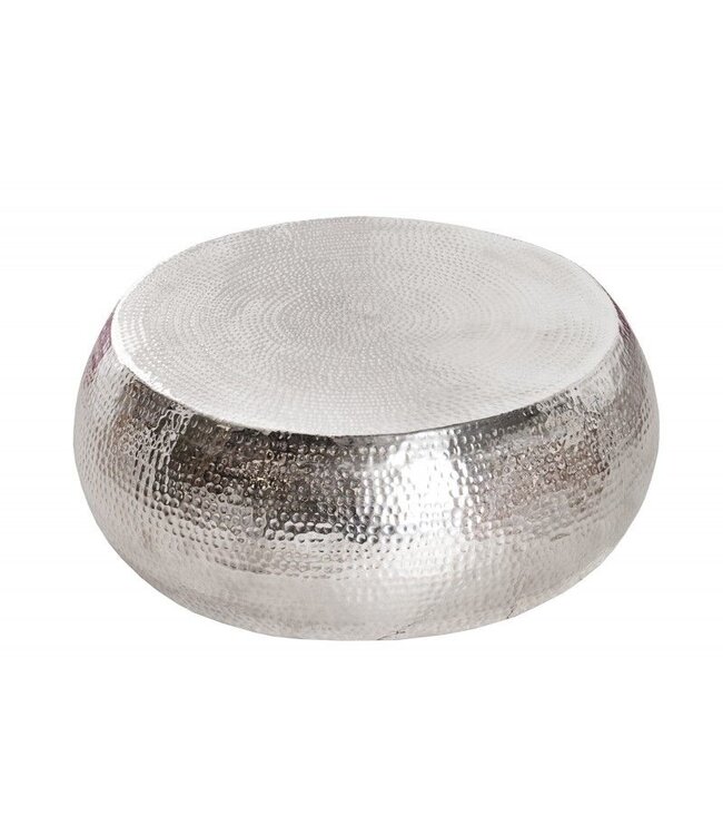 Invicta Interior Ronde salontafel ORIENT 80cm zilver metaal aluminium gehamerd ontwerp handgemaakt - 38396