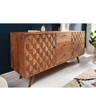 Invicta Interior Massief dressoir MYSTIC LIVING 145cm natuurlijk acacia 3D oppervlak massief hout - 38420