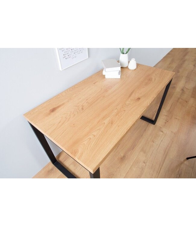 Invicta Interior Design bureau OAK DESK 120cm eiken vintage metalen frame zwart - 38428