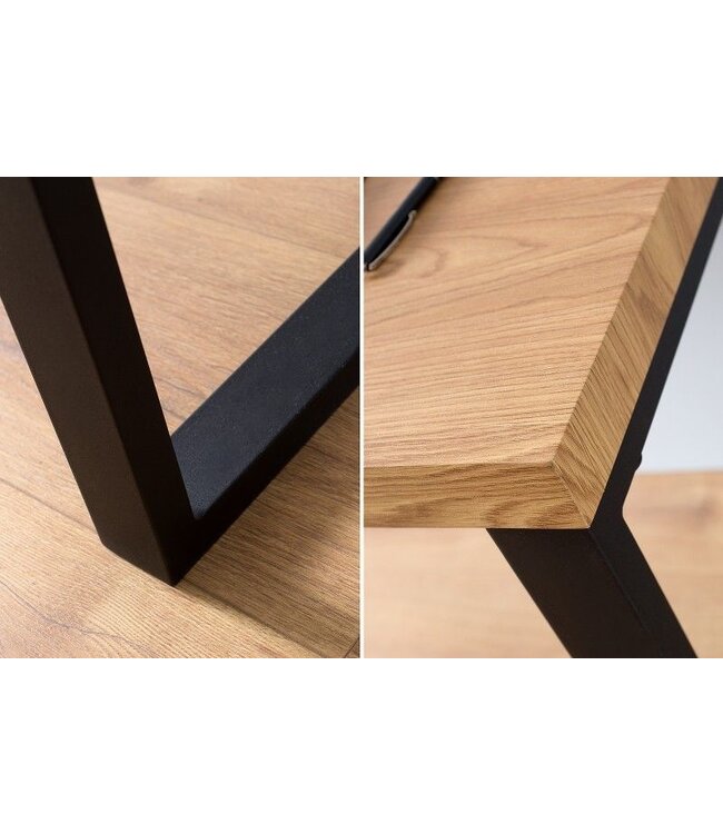 Invicta Interior Design bureau OAK DESK 120cm eiken vintage metalen frame zwart - 38428