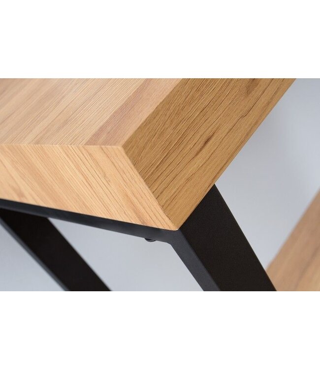 Invicta Interior Design console OAK DESK 120cm eiken vintage metalen frame bureau - 38429