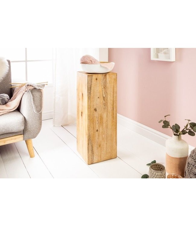 Invicta Interior Massief houten decoratieve kolom COLUMNA 75cm acacia teak grijs gekalkt bijzettafel - 38433