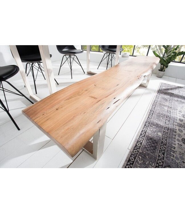 Invicta Interior Massieve boomstambank MAMMUT NATURE 200cm industrieele chique acaciabank met sledeonderstel - 38443