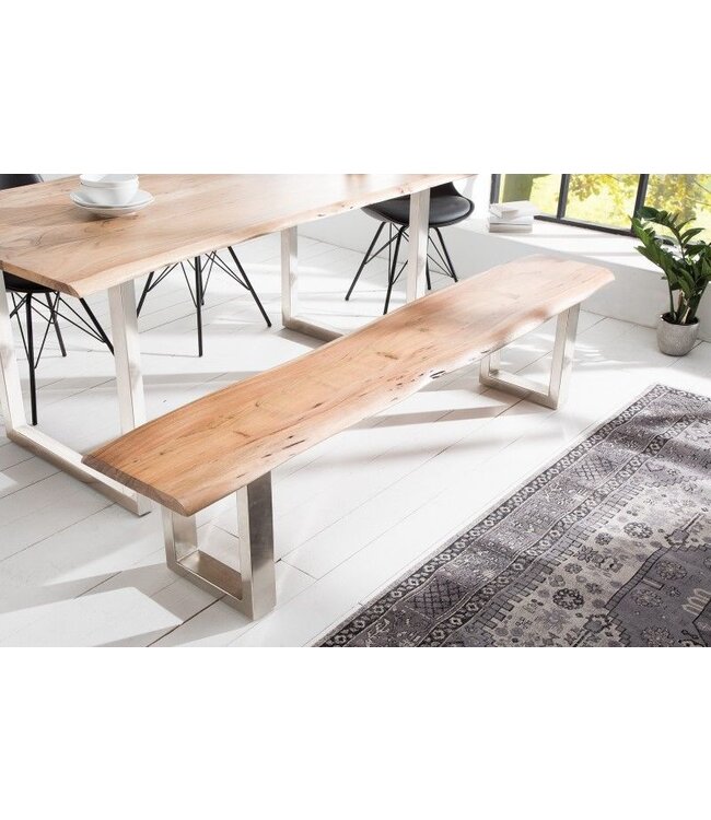 Invicta Interior Massieve boomstambank MAMMUT NATURE 200cm industrieele chique acaciabank met sledeonderstel - 38443