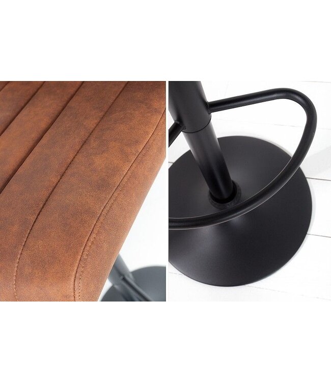 Invicta Interior Draaibare retro barkruk PORTLAND vintage bruine barkruk - 38456