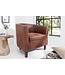 Invicta Interior Design loungestoel HEMINGWAY whiskybruin met armleuningen cocktailstoel massief houten poten - 38475