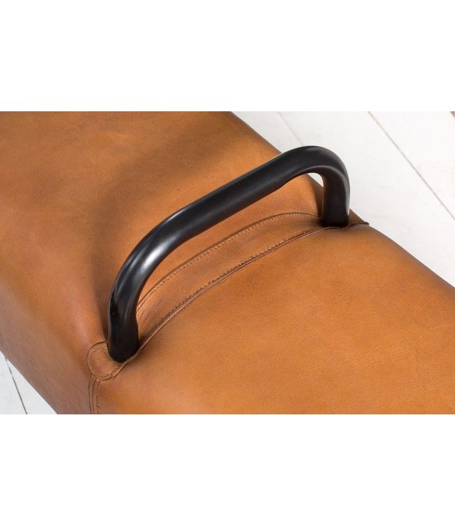 Invicta Interior Retro bank TURNBOCK 134cm met echt lederen bekleding mangohouten bank - 38481