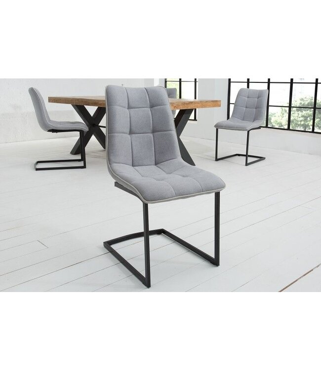 Invicta Interior Design sledestoel MIAMI lichtgrijs metalen frame mat zwart - 38500