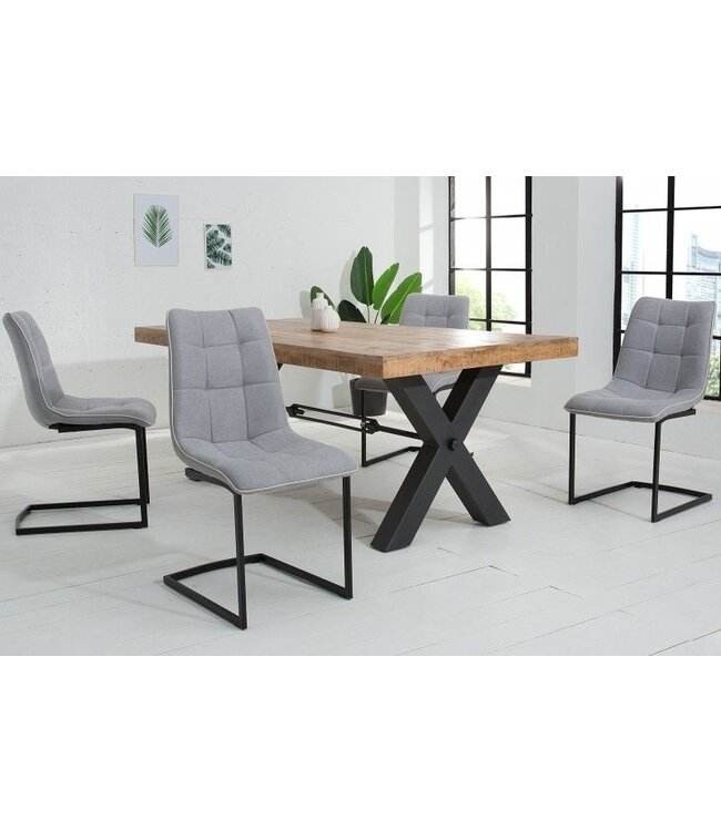 Invicta Interior Design sledestoel MIAMI lichtgrijs metalen frame mat zwart - 38500