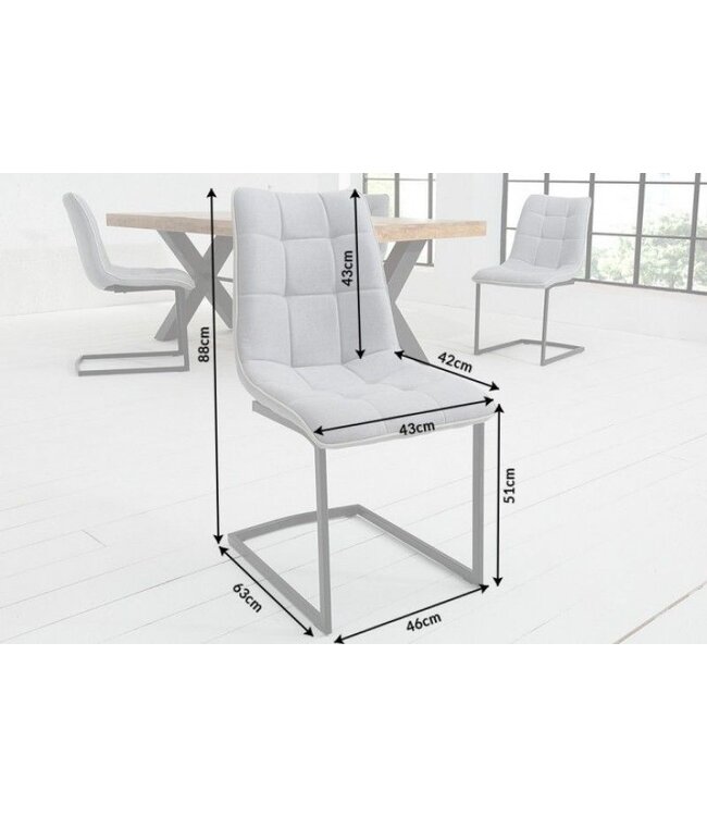 Invicta Interior Design sledestoel MIAMI lichtgrijs metalen frame mat zwart - 38500