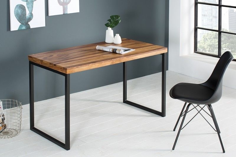 Elegant bureau ELEMENTS 118 cm metalen frame met Sheesham Stone-afwerking - 38606