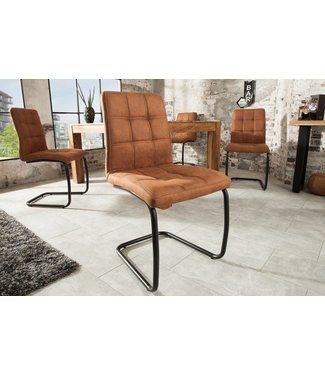 Invicta Interior industrieele sledestoel MODENA lichtbruin met decoratieve stiksels - 38615