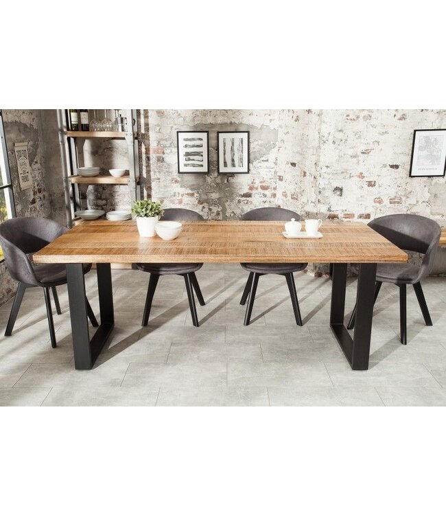 Invicta Interior Massieve eettafel IRON CRAFT 180cm natuurlijk mangohout ijzeren sledeonderstel industrieel design - 38658