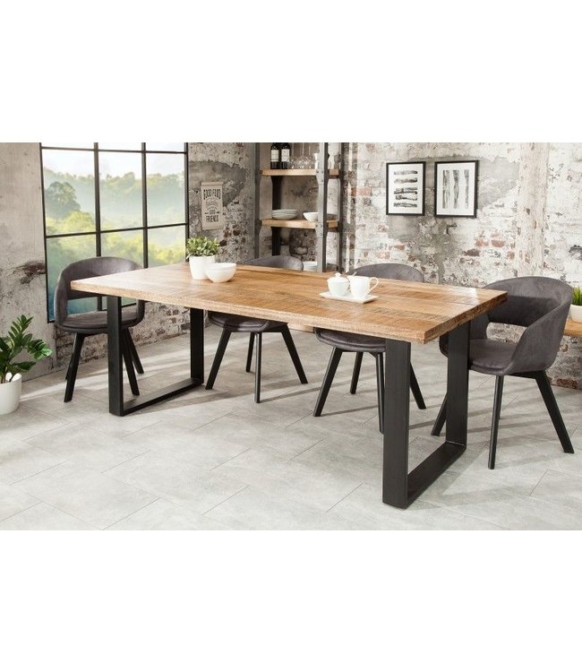 Invicta Interior Massieve eettafel IRON CRAFT 200cm natuurlijk mangohout ijzeren sledeonderstel industrieel design - 38660