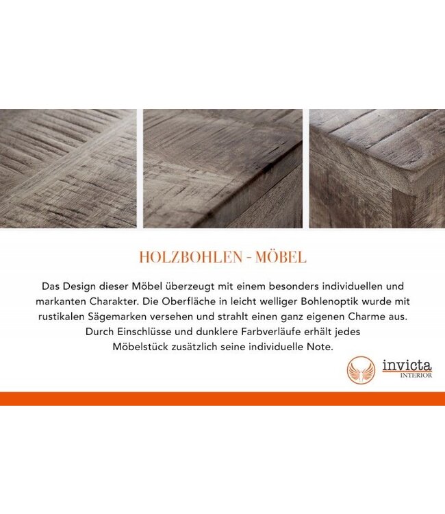 Invicta Interior Design salontafel IRON CRAFT 100cm mangohout grijs industrieel design massief ijzeren sledeframe - 38661