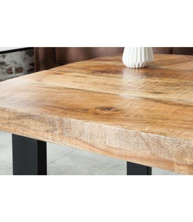 Invicta Interior Design salontafel IRON CRAFT 100cm mangohout ijzer industrieel design massief zwart frame - 38662
