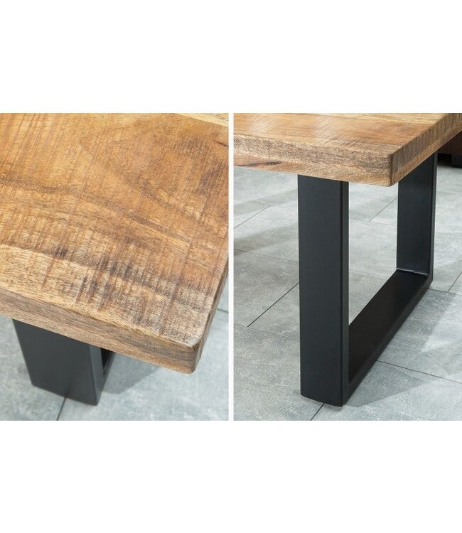 Invicta Interior Design salontafel IRON CRAFT 100cm mangohout ijzer industrieel design massief zwart frame - 38662