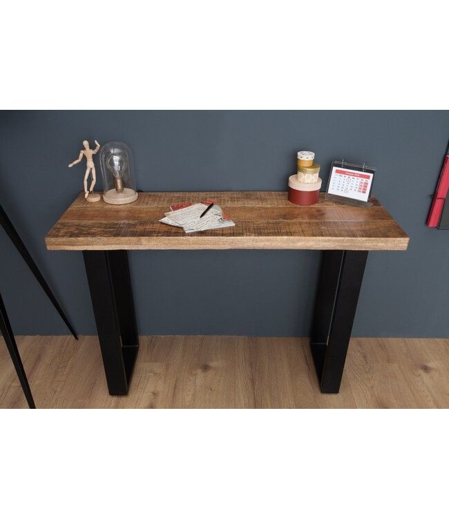 Invicta Interior Design consoletafel IRON CRAFT 115cm mangohout ijzeren bureau - 38664