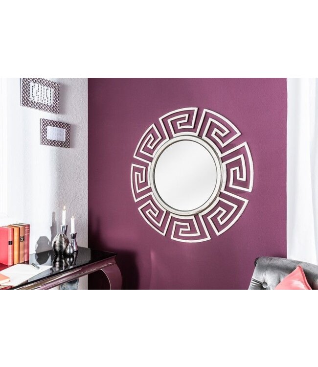 Invicta Interior Glamorous design spiegel EUPHORIA XL 85cm zilveren wandspiegel handgemaakt van metaal - 38725