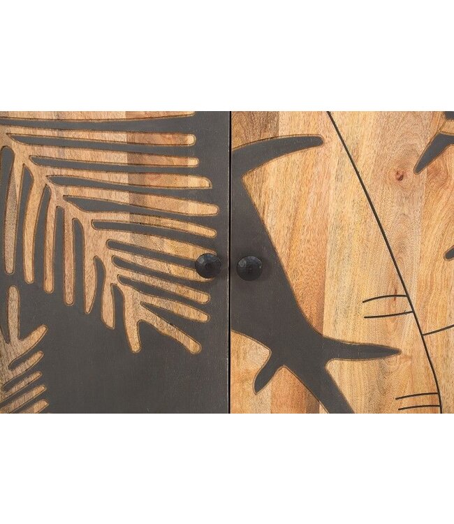 Invicta Interior Massives Dressoir TROPICAL 160cm grijs Mangoholz bloemen Design Boho metalen frame - 38728