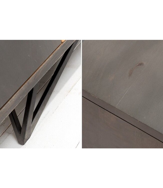 Invicta Interior Massives Dressoir TROPICAL 160cm grijs Mangoholz bloemen Design Boho metalen frame - 38728