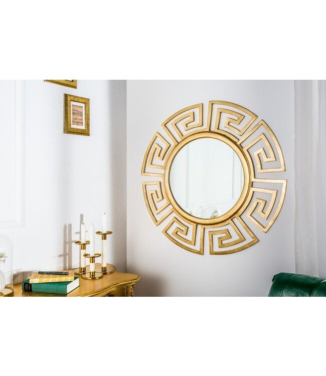 Invicta Interior Glamorous design spiegel EUPHORIA XL 85cm gouden wandspiegel handgemaakt van metaal - 38744