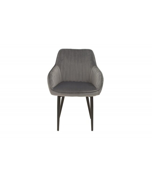 Invicta Interior Elegante armleuningstoel TURIJN zilvergrijs fluweel met decoratieve stiksels - 38787