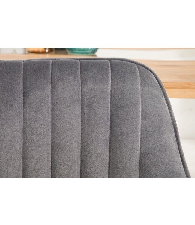 Invicta Interior Elegante armleuningstoel TURIJN zilvergrijs fluweel met decoratieve stiksels - 38787