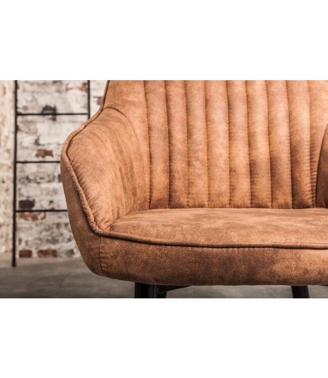 Invicta Interior Elegante armleuningstoel TURIJN vintage lichtbruin met decoratieve stiksels - 38789