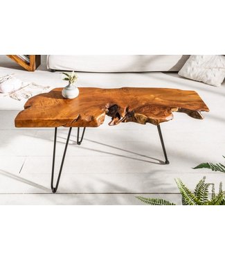 Invicta Interior Massieve salontafel WILD 100cm teak massief houten boomschijf haarspeldpoten - 38797