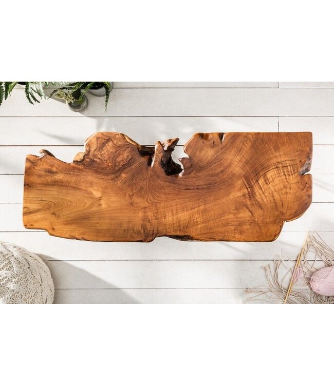 Invicta Interior Massieve salontafel WILD 100cm teak massief houten boomschijf haarspeldpoten - 38797
