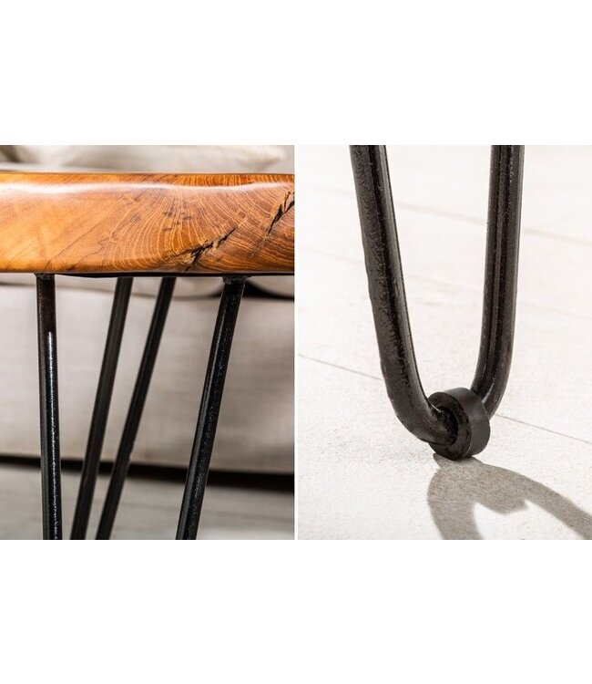 Invicta Interior Massieve salontafel WILD 100cm teak massief houten boomschijf haarspeldpoten - 38797