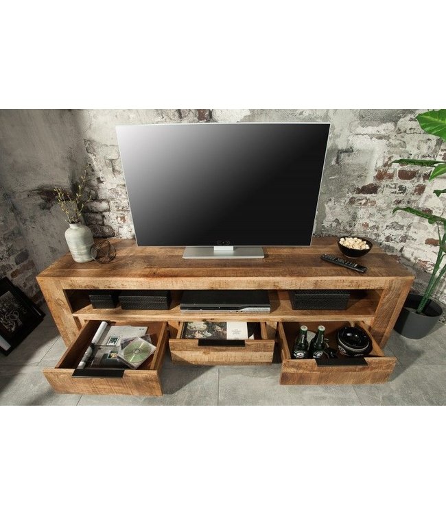 Invicta Interior Massief tv-meubel IRON CRAFT 170cm mangohouten lowboard 3 lades - 38929