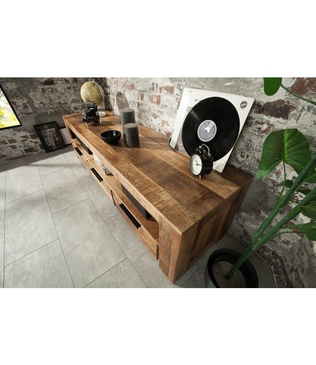 Invicta Interior Massief tv-meubel IRON CRAFT 170cm mangohouten lowboard 3 lades - 38929