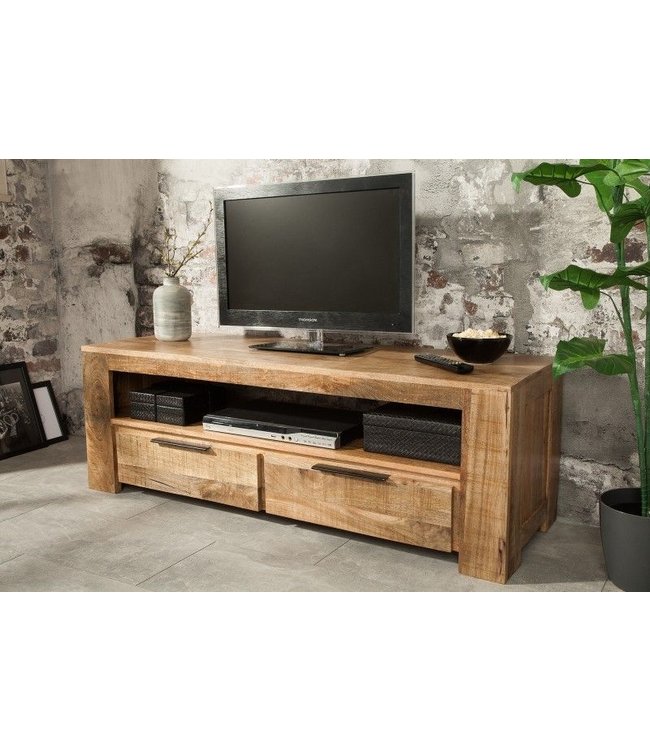 Invicta Interior Massief tv-meubel IRON CRAFT 130cm mangohouten lowboard 2 lades - 38931