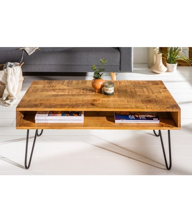 Invicta Interior Massieve salontafel SCORPION 100cm naturel mangohouten haarspeldpoten - 38947