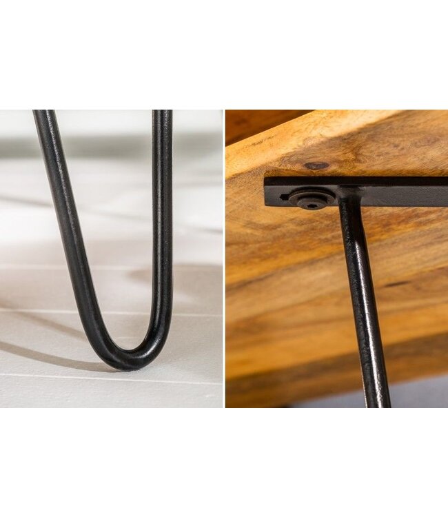 Invicta Interior Massieve salontafel SCORPION 100cm naturel mangohouten haarspeldpoten - 38947