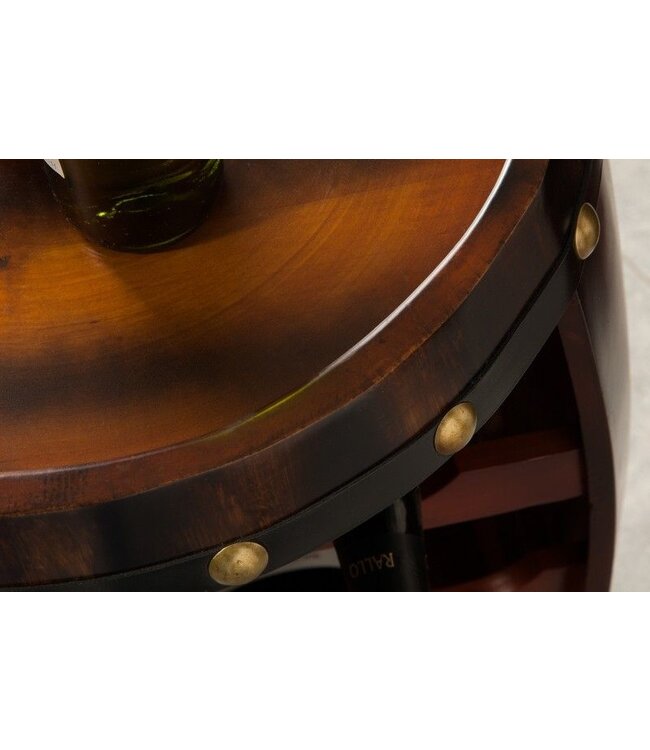 Invicta Interior Massief wijnrek BODEGA 60cm koffiebruin grenen vat bartafel voor 14 flessen - 38963