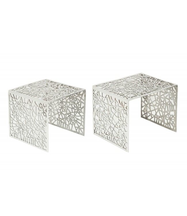 Invicta Interior Handgemaakte salontafel ABSTRACT 49cm set van 2 zilver in Gap-design - 38965