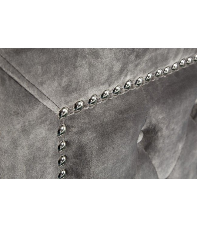 Invicta Interior Chesterfield tweepersoonsbed EXTRAVAGANCIA 180x200cm zilvergrijze fluwelen klinknagels - 38968