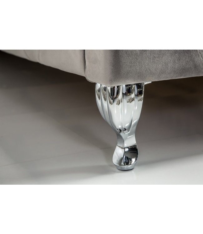 Invicta Interior Chesterfield tweepersoonsbed EXTRAVAGANCIA 180x200cm zilvergrijze fluwelen klinknagels - 38968