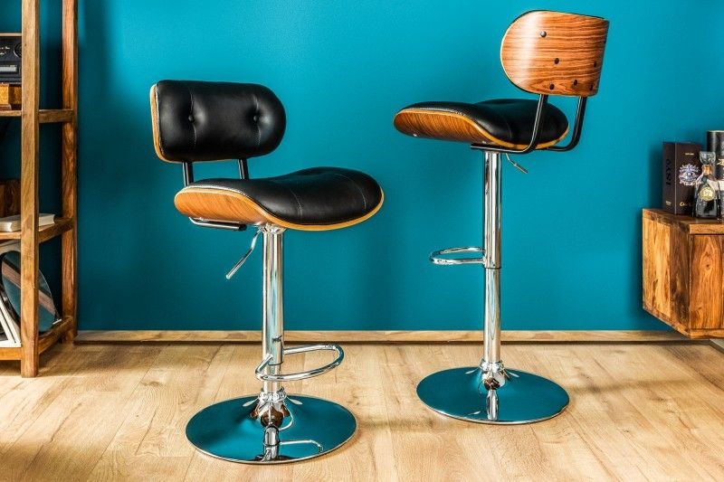EUGAD 1 x barkruk bistrokruk barkruk retro in hoogte verstelbaar en drenbaar met rugleuning van kunstleer staal, grijs, 0664BY-1 EUGAD 1 x barkruk bistrokruk barkruk retro in hoogte verstelbaar en drenbaar met rugleuning van kunstleer staal, grijs, 0664BY-1