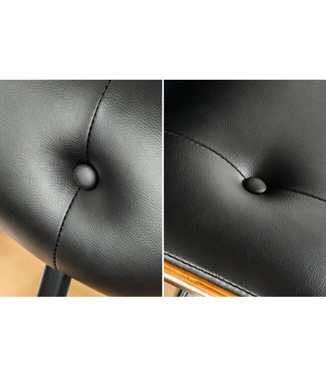 Invicta Interior Retro barkruk CLASSICO zwart 115cm in hoogte verstelbaar walnootfineer - 39040