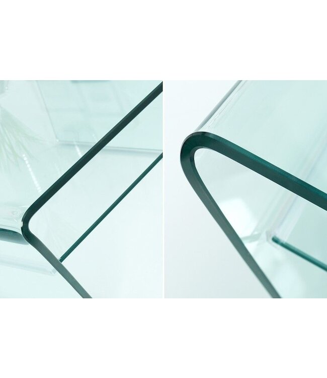 Invicta Interior Moderne glazen salontafel FANTOME 70cm trapeziumvormig met transparante plank - 39054