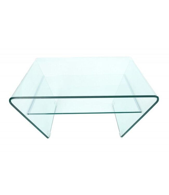 Invicta Interior Moderne glazen salontafel FANTOME 70cm trapeziumvormig met transparante plank - 39054