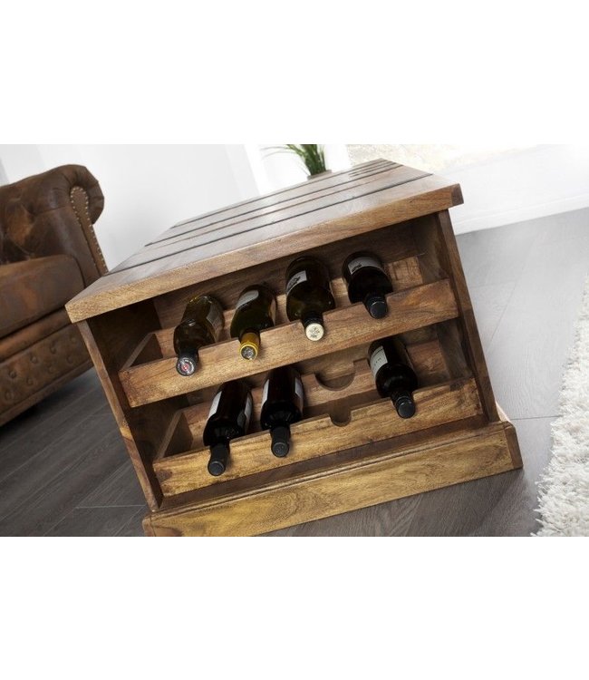 Invicta Interior Massief houten salontafel BODEGA 100 cm Sheesham steenafwerking barkast voor thuis - 39060
