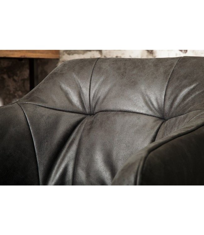 Invicta Interior Retro barstoel LOFT 100cm antiek grijze barkruk met armleuning - 39081