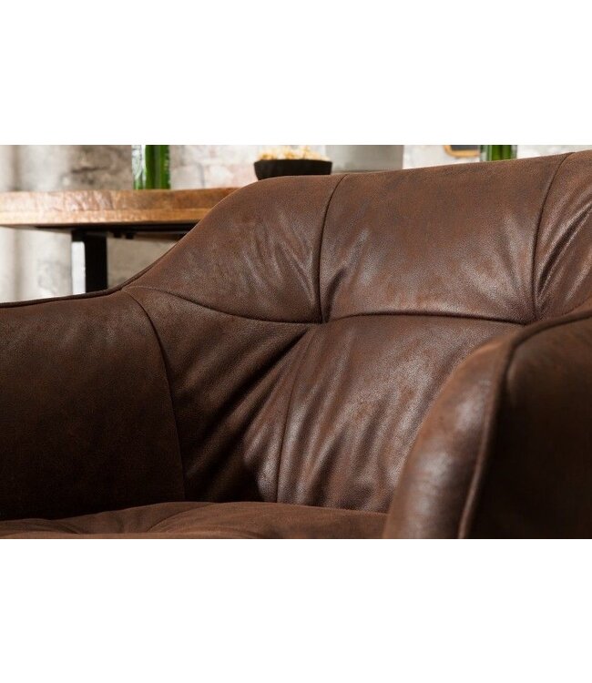 Invicta Interior Retro barstoel LOFT 100cm antiek bruine barkruk met armleuning - 39082