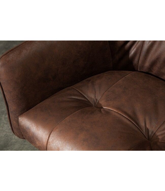 Invicta Interior Retro barstoel LOFT 100cm antiek bruine barkruk met armleuning - 39082